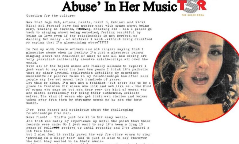 Lana Del Rey Denies "glamorizing abuse"in her music